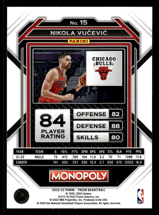 Nikola Vucevic 2022-23 Panini Prizm NBA Monopoly Base Back of Card