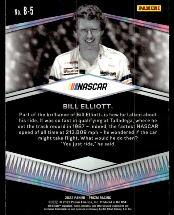 Bill Elliott 2022 Panini Prizm Racing Brilliance Back of Card