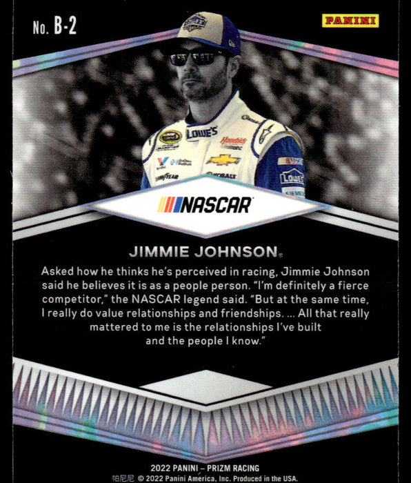 Jimmie Johnson 2022 Panini Prizm Racing Brilliance Back of Card