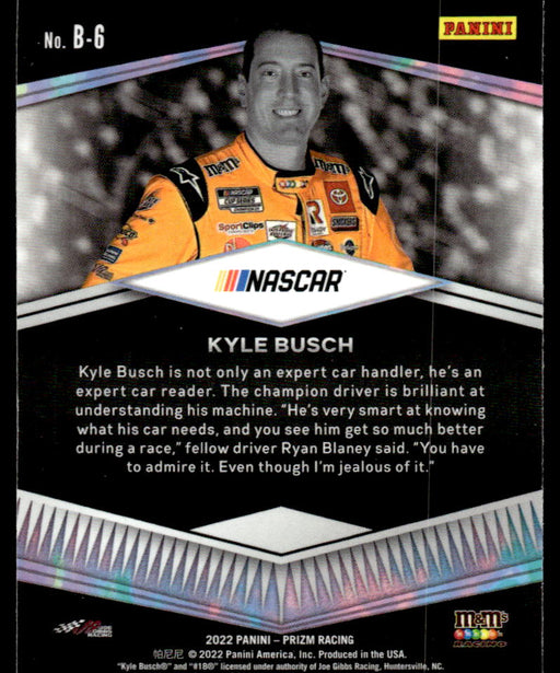 Kyle Busch 2022 Panini Prizm Racing Brilliance Back of Card