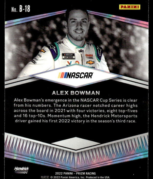 Alex Bowman 2022 Panini Prizm Racing Brilliance Back of Card