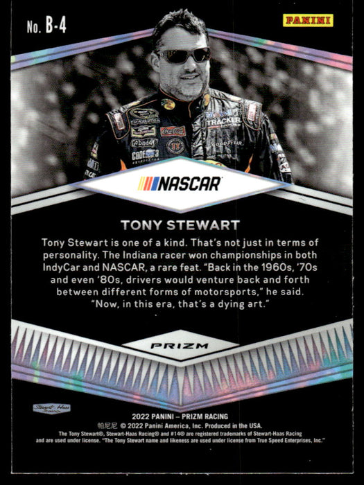 Tony Stewart 2022 Panini Prizm Racing Brilliance Silver Prizm Back of Card