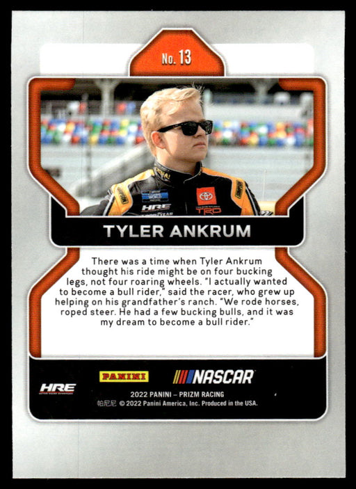 Tyler Ankrum 2022 Panini Prizm Racing Base Back of Card