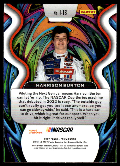Harrison Burton 2022 Panini Prizm Racing Illumination Back of Card