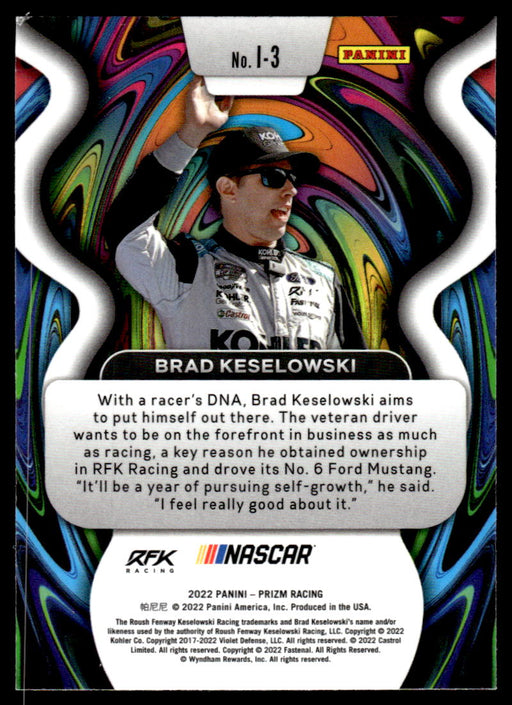 Brad Keselowski 2022 Panini Prizm Racing Illumination Back of Card