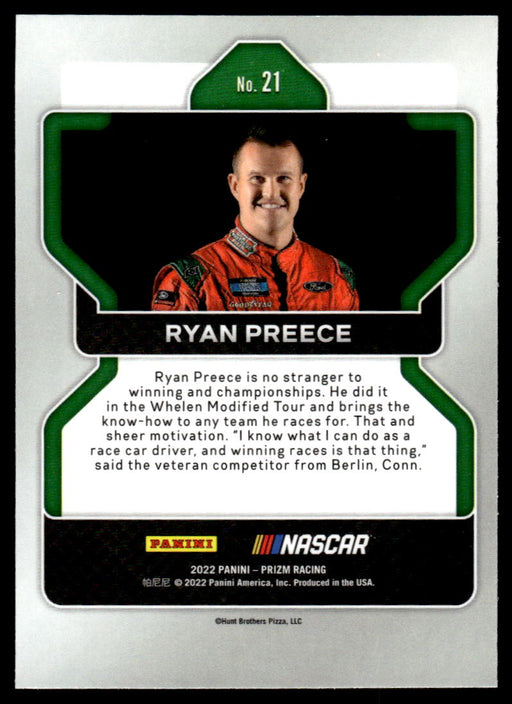 Ryan Preece 2022 Panini Prizm Base Back of Card