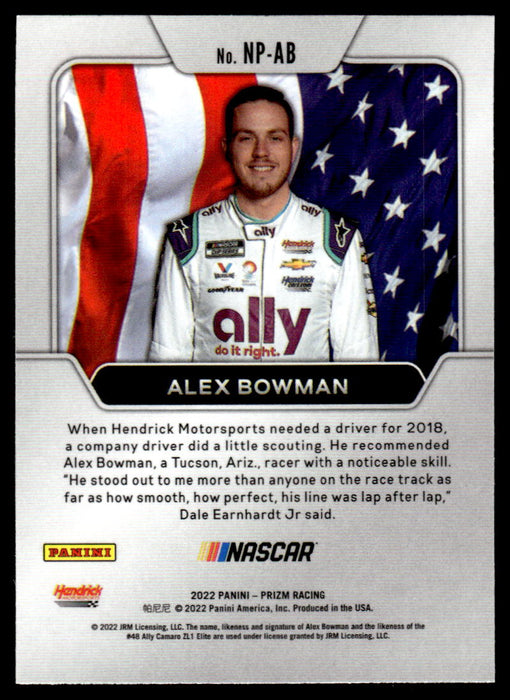 Alex Bowman 2022 Panini Prizm Racing National Pride Back of Card