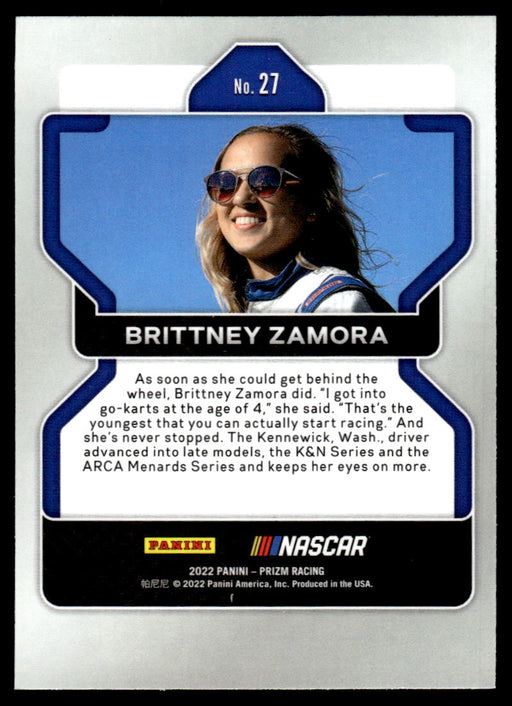 Brittney Zamora 2022 Panini Prizm Base Back of Card