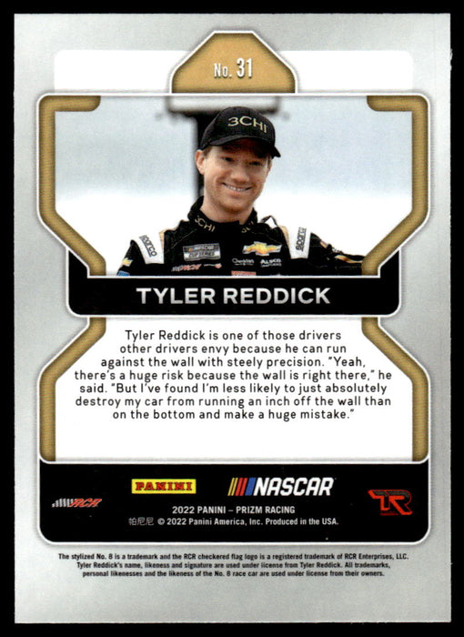 Tyler Reddick 2022 Panini Prizm Base Back of Card