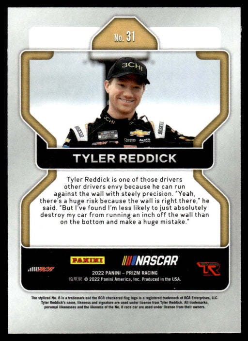 Tyler Reddick 2022 Panini Prizm Base Back of Card