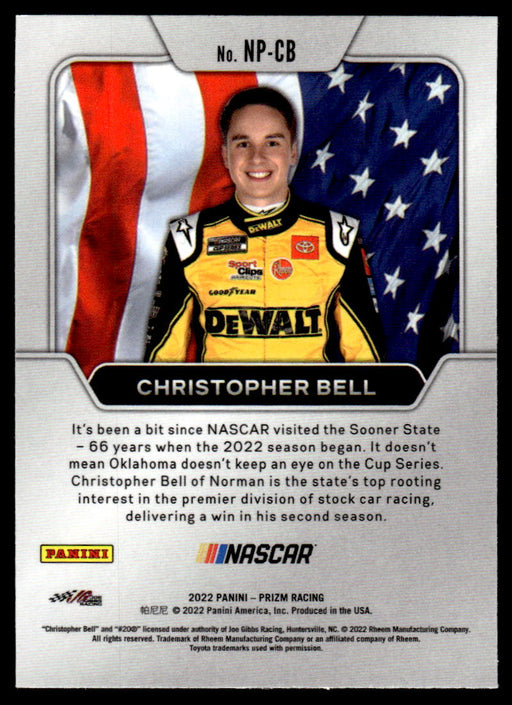 Christopher Bell 2022 Panini Prizm Racing National Pride Back of Card