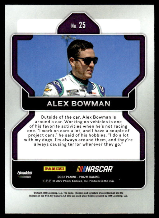 Alex Bowman 2022 Panini Prizm Racing Base Back of Card