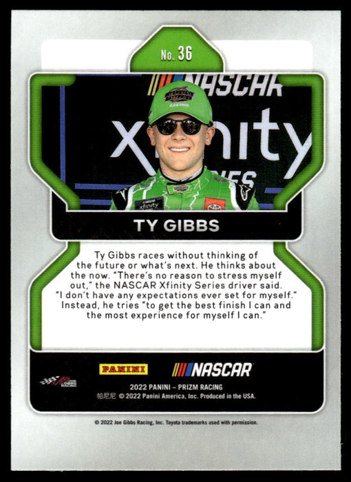 Ty Gibbs 2022 Panini Prizm Base Back of Card