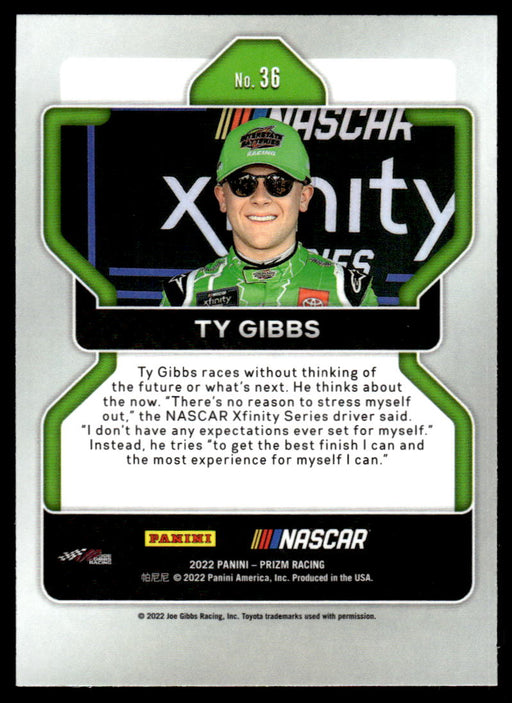 Ty Gibbs 2022 Panini Prizm Base Back of Card