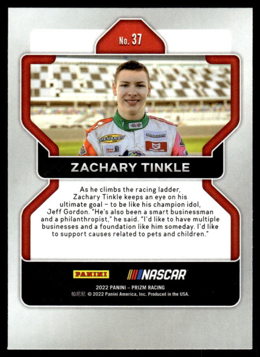 Zachary Tinkle 2022 Panini Prizm Base Back of Card