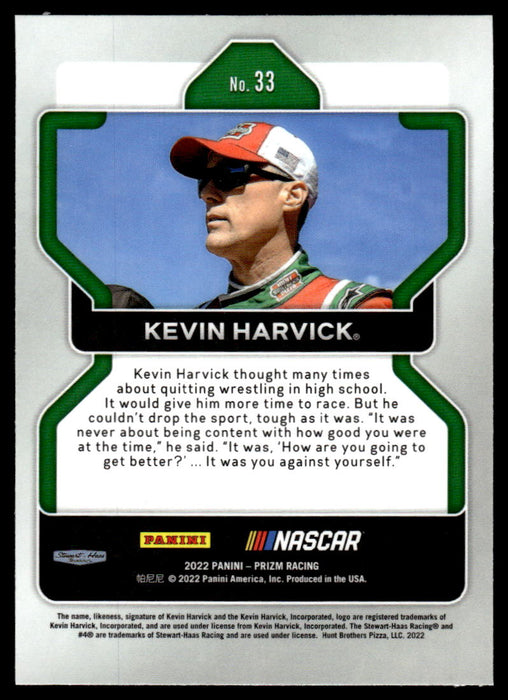 Kevin Harvick 2022 Panini Prizm Racing Base Back of Card