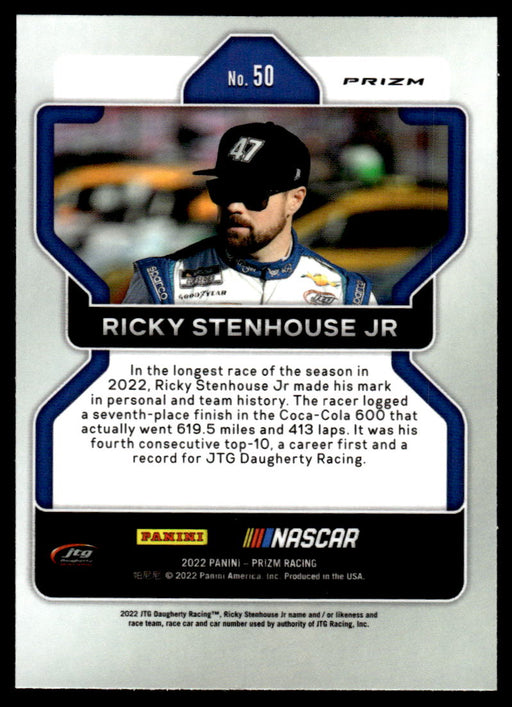 Ricky Stenhouse Jr 2022 Panini Prizm Racing Silver Prizm Back of Card