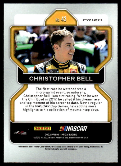 Christopher Bell 2022 Panini Prizm Racing Blue Prizm Back of Card