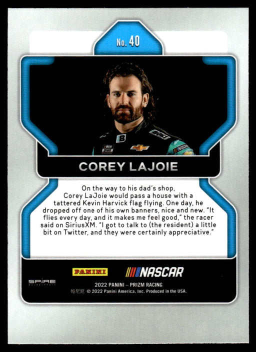 Corey Lajoie 2022 Panini Prizm Base Back of Card