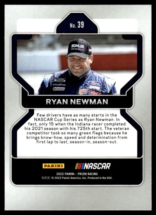 Ryan Newman 2022 Panini Prizm Racing Base Back of Card