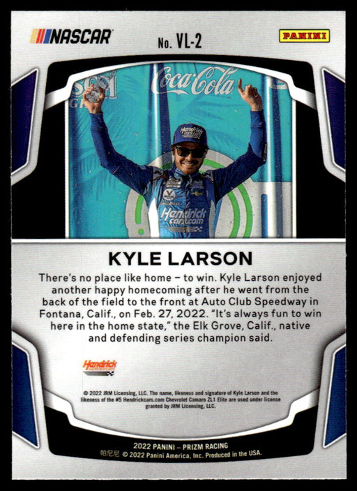 Kyle Larson 2022 Panini Prizm Racing Victory Lane Back of Card