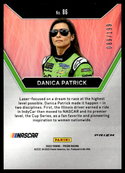 Danica Patrick 2022 Panini Prizm Racing Purple Velocity Back of Card