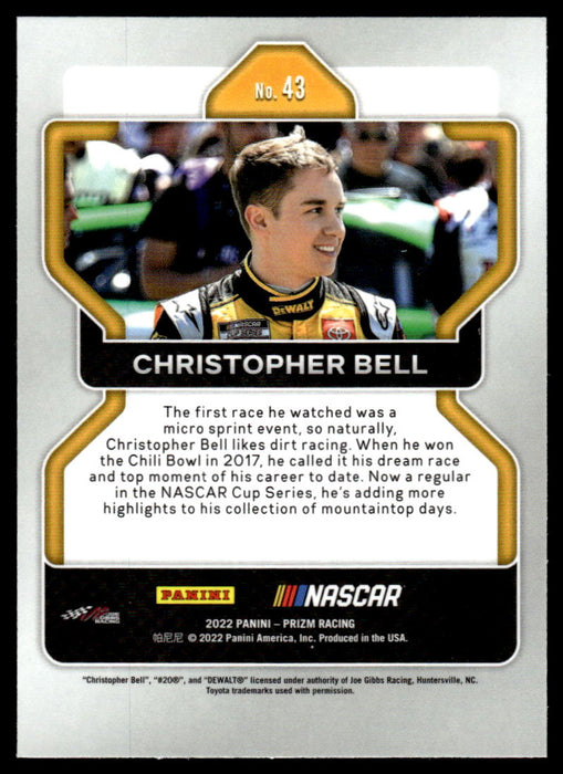 Christopher Bell 2022 Panini Prizm Racing Base Back of Card