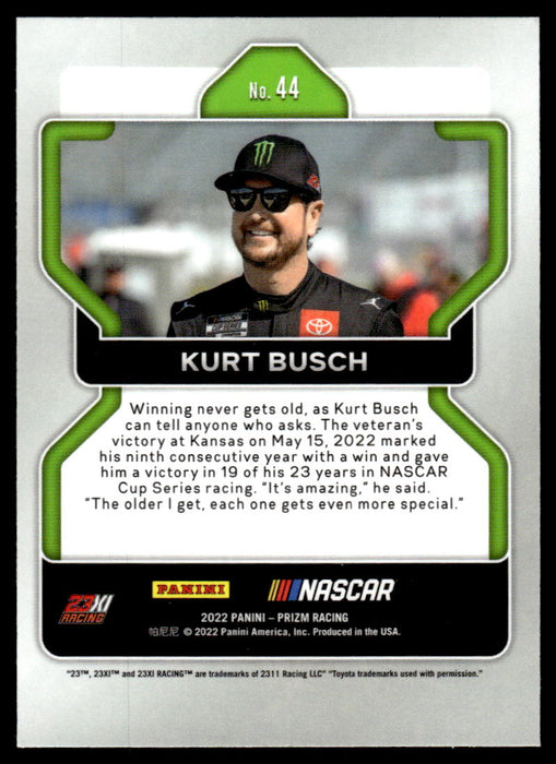 Kurt Busch 2022 Panini Prizm Racing Base Back of Card