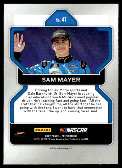 Sam Mayer 2022 Panini Prizm Base Back of Card