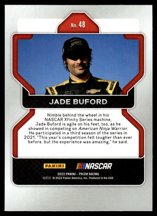 Jade Buford 2022 Panini Prizm Racing Base Back of Card