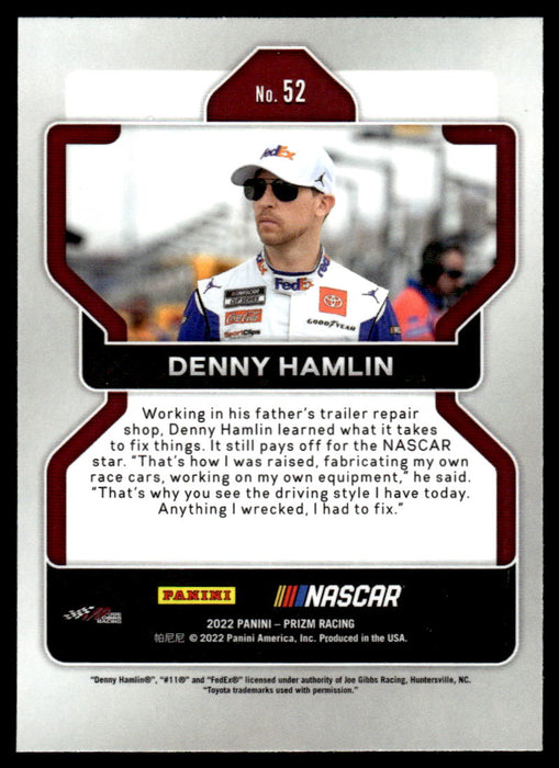 Denny Hamlin 2022 Panini Prizm Base Back of Card
