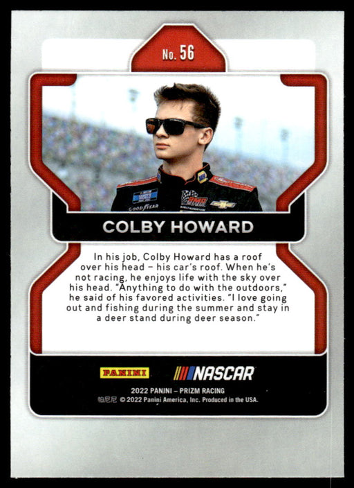 Colby Howard 2022 Panini Prizm Base Back of Card