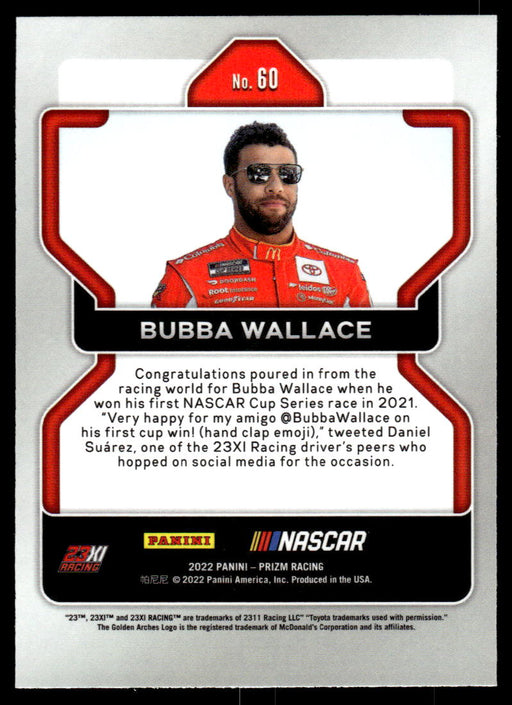 Bubba Wallace 2022 Panini Prizm Base Back of Card