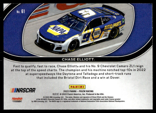 Chase Elliott 2022 Panini Prizm Base Back of Card