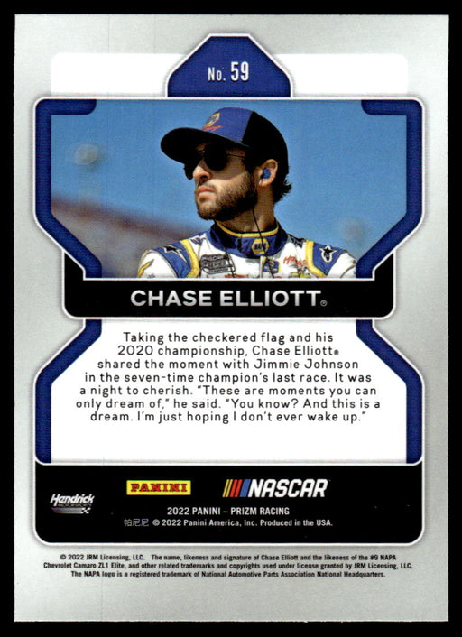 Chase Elliott 2022 Panini Prizm Racing Base Back of Card