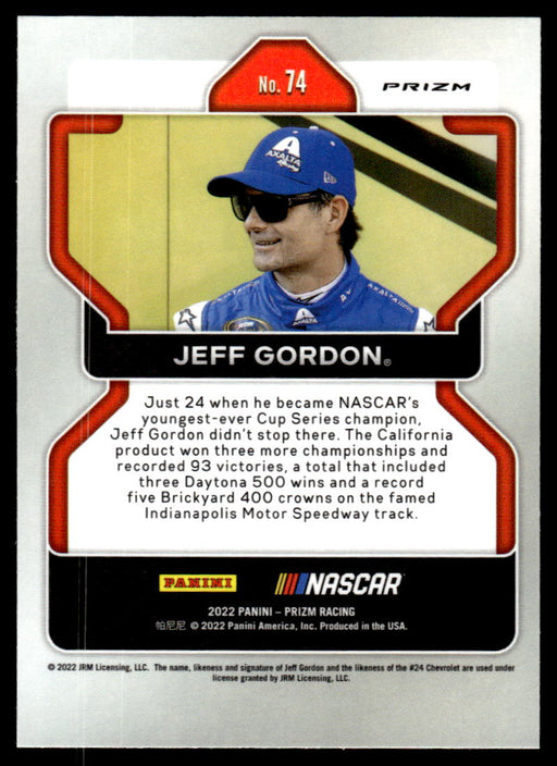 Jeff Gordon 2022 Panini Prizm Racing Silver Prizm Back of Card