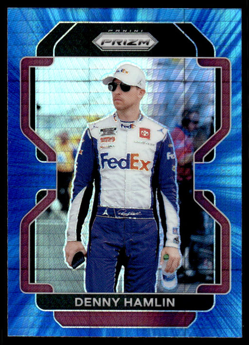 Denny Hamlin 2022 Panini Prizm Racing Carolina Blue Hyper Prizm Front of Card