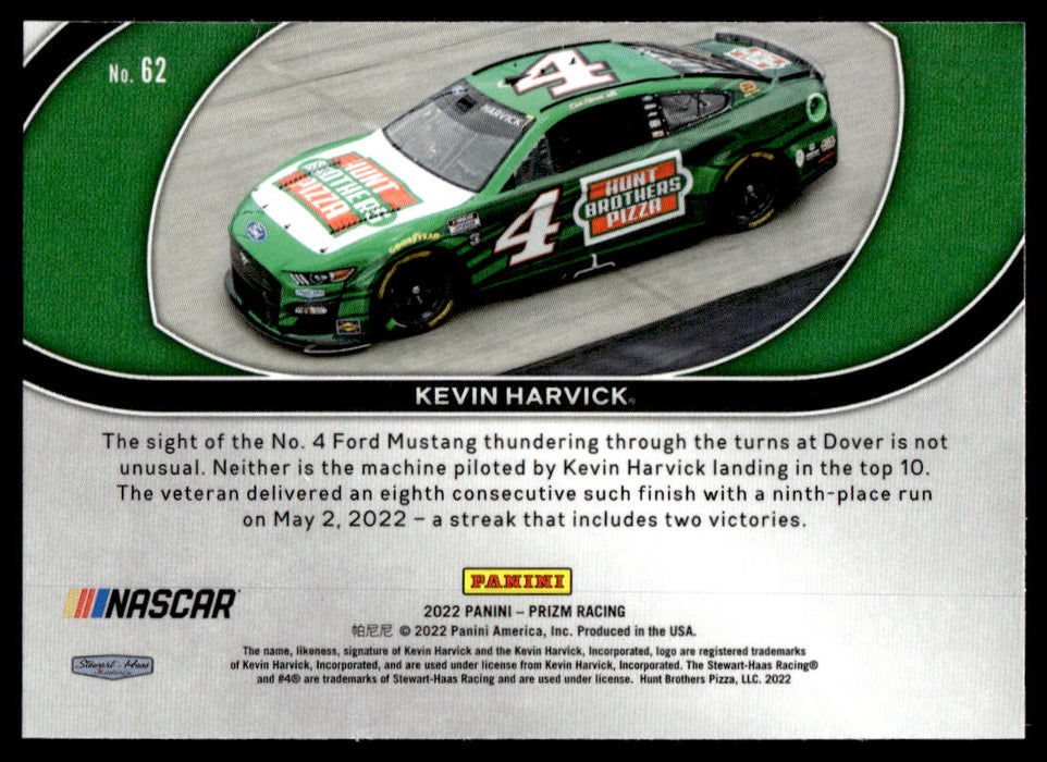 Kevin Harvick 2022 Panini Prizm Racing Rides Back of Card