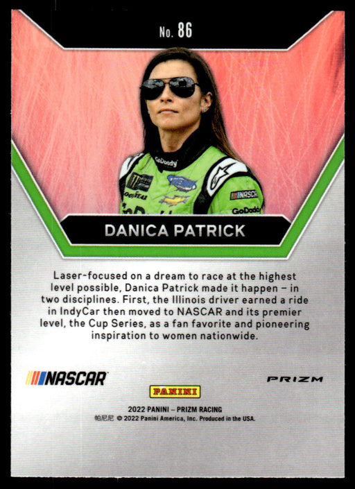 Danica Patrick 2022 Panini Prizm Racing Silver Prizm Back of Card