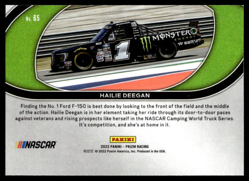 Hailie Deegan 2022 Panini Prizm Base Back of Card