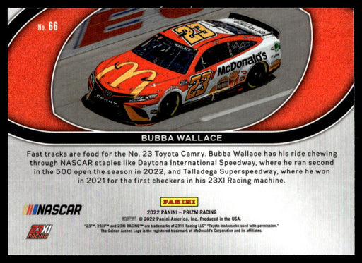 Bubba Wallace 2022 Panini Prizm Base Back of Card