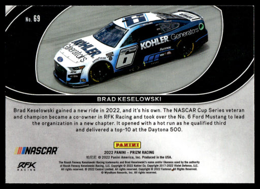 Brad Keselowski 2022 Panini Prizm Base Back of Card