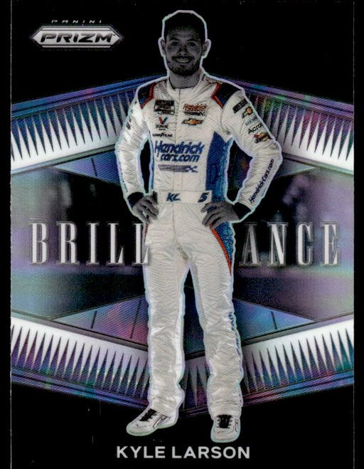 Kyle Larson 2022 Panini Prizm Racing Brilliance Silver Prizm Front of Card