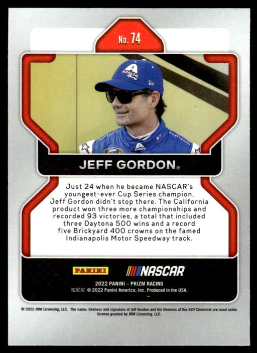 Jeff Gordon 2022 Panini Prizm Base Back of Card