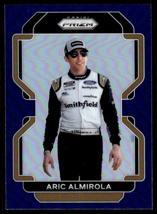 Aric Almirola 2022 Panini Prizm Racing Blue Prizm Front of Card