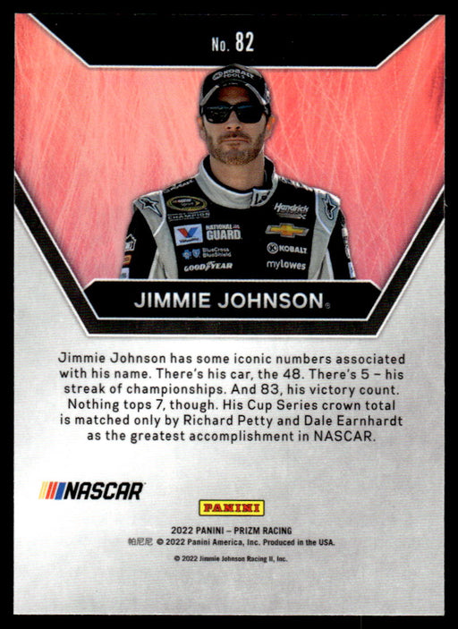 Jimmie Johnson 2022 Panini Prizm Icons Base Back of Card