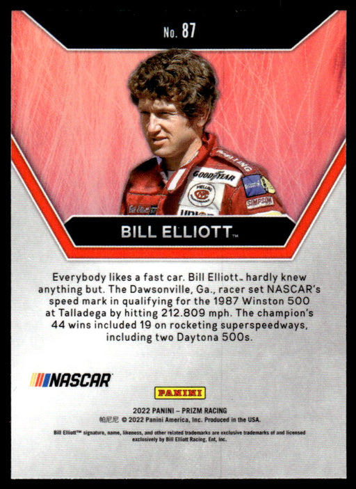 Bill Elliott 2022 Panini Prizm Icons Base Back of Card