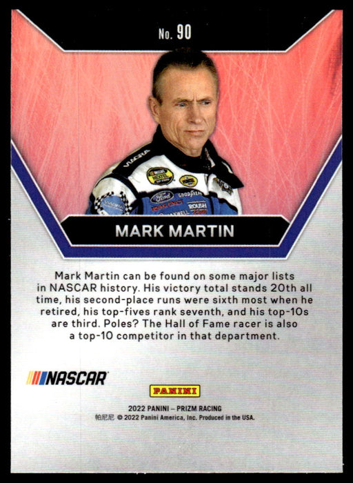 Mark Martin 2022 Panini Prizm Racing Icons Back of Card