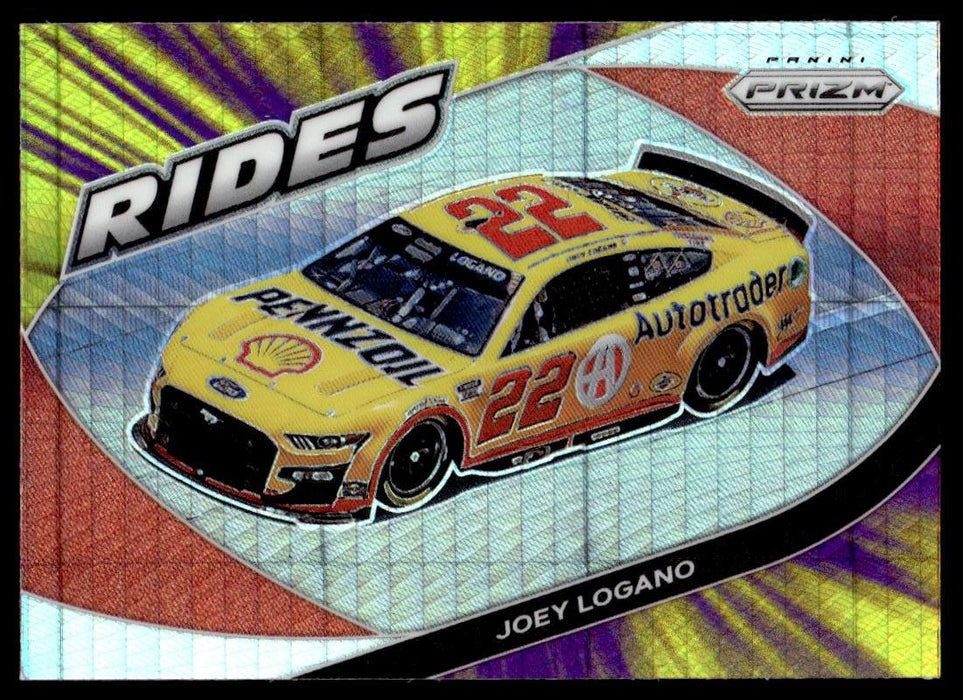 Joey Logano 2022 Panini Prizm Racing Purple and Yellow Hyper Prizm Front of Card