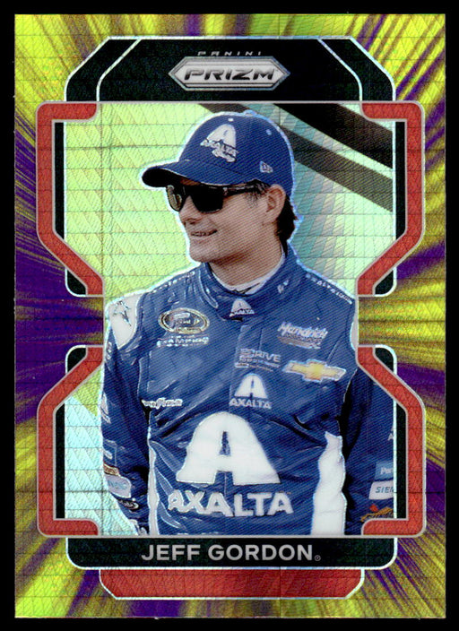 Jeff Gordon 2022 Panini Prizm Racing Purple and Yellow Hyper Prizm Front of Card